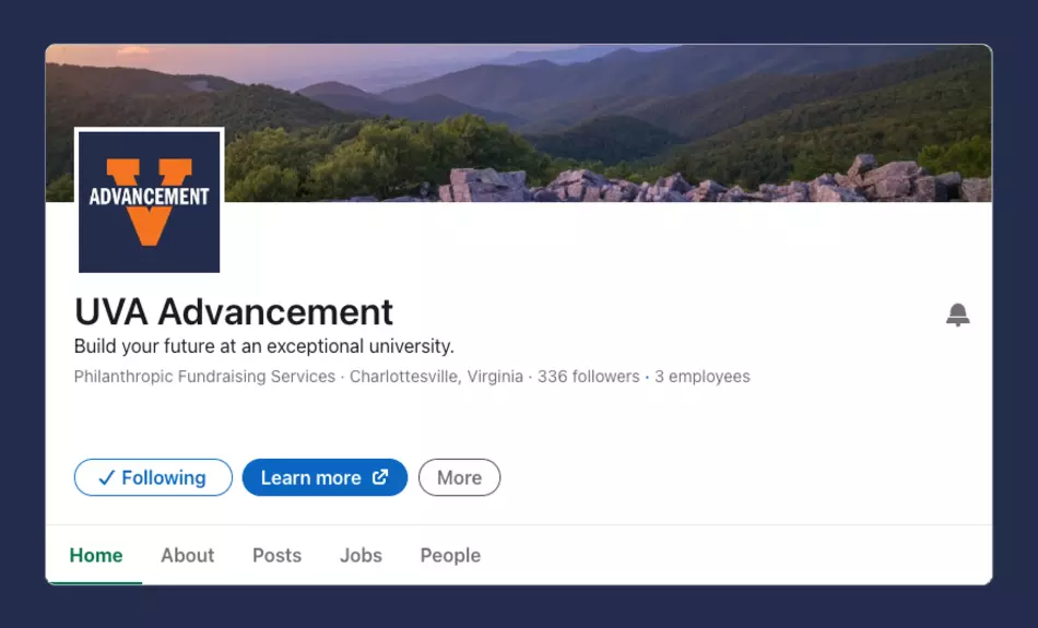 UVA Advancement LinkedIn page