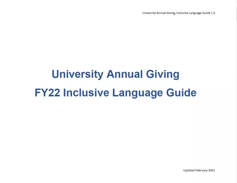 Cover page of the UAG FY22 Inclusive Language Guide